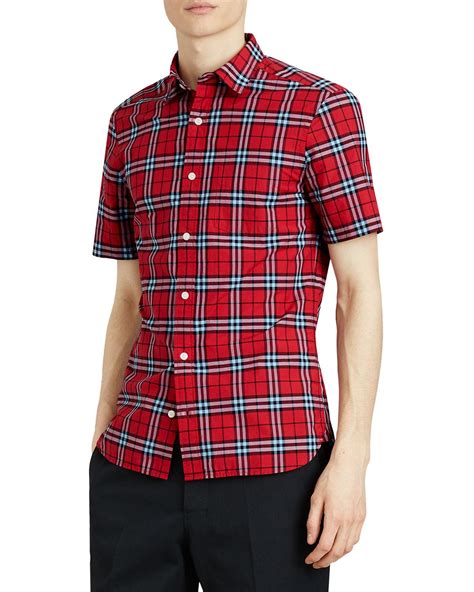 burberry alexander check short sleeve sport shirt|Check Cotton Shirt in Sand .